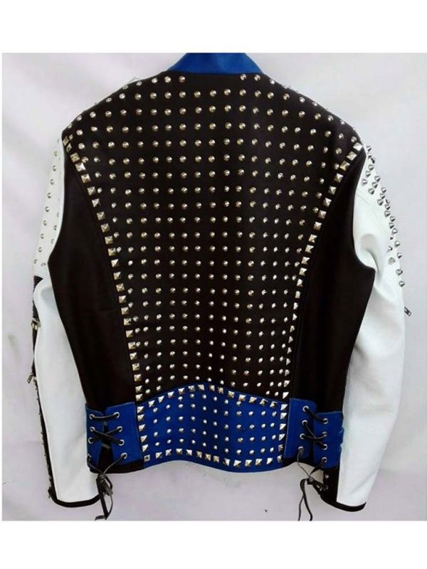 Mens Cafe Racer Studded Funky Rider Leather Jacket Stars Jackets