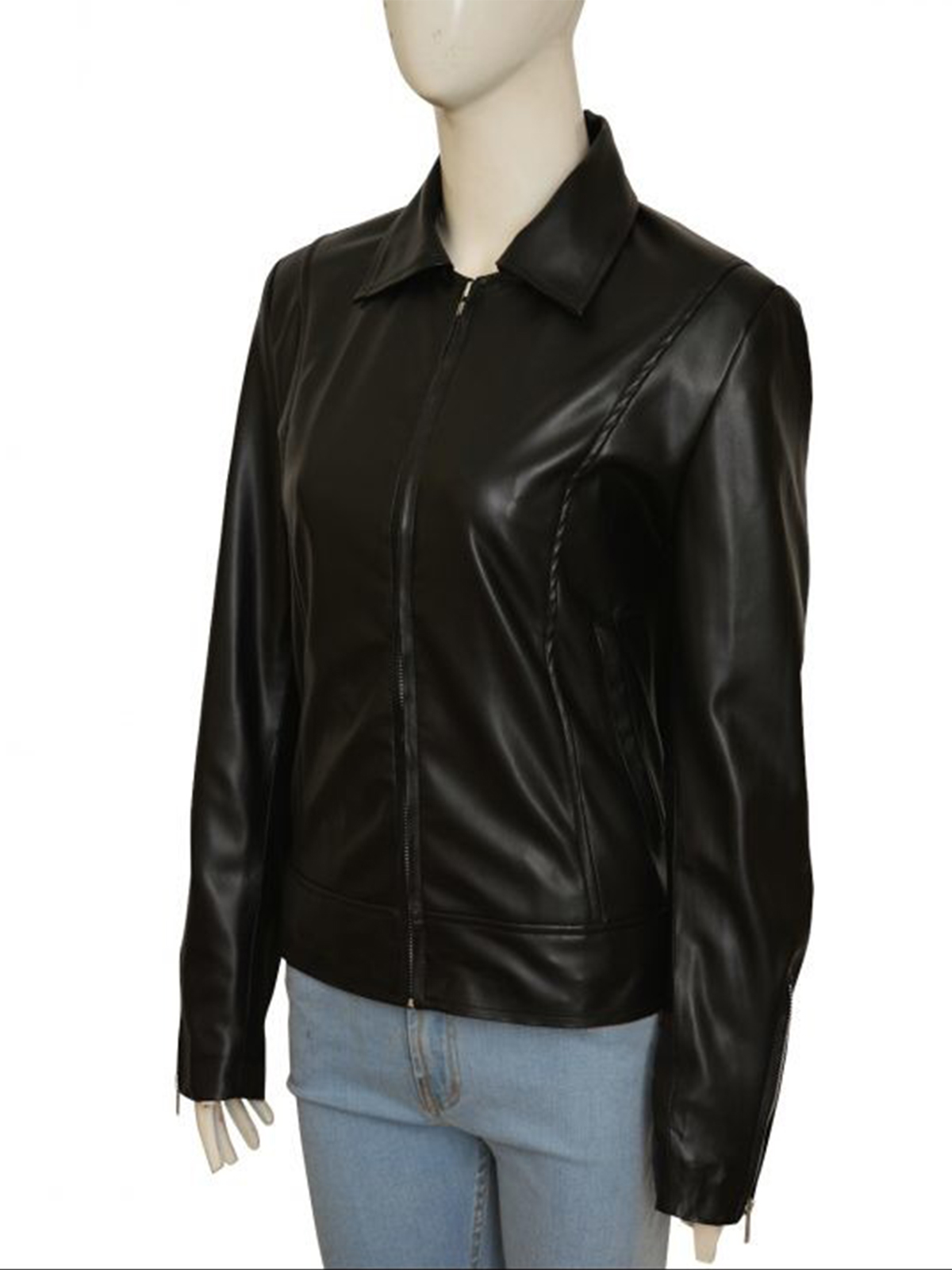 Chloe Decker Woman Black Leather Jacket Stars Jackets