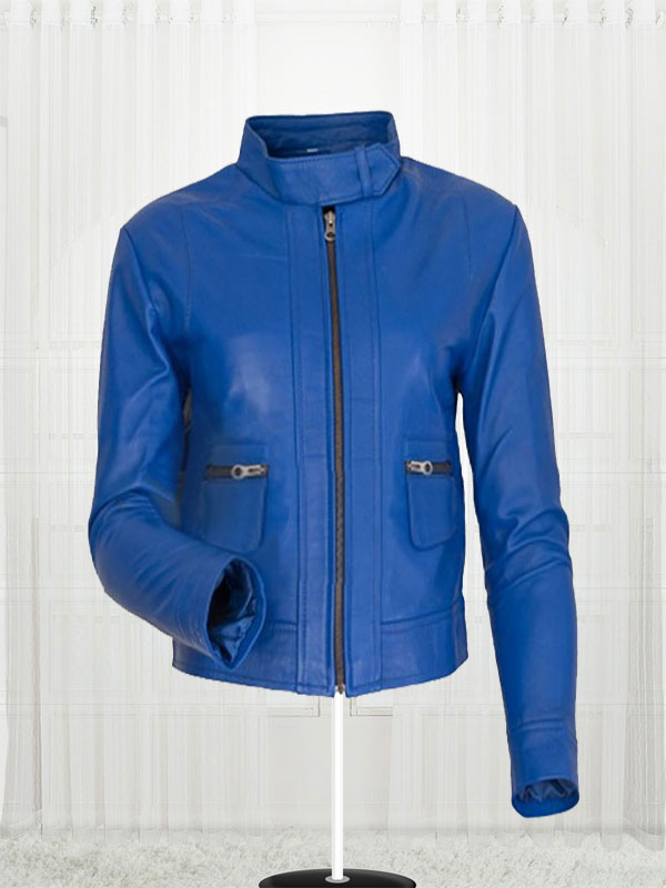 Augusta For Women Blue Leather Jacket