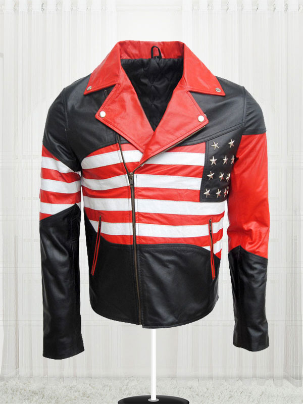 American Flag Vintage Leather Jacket On Sale