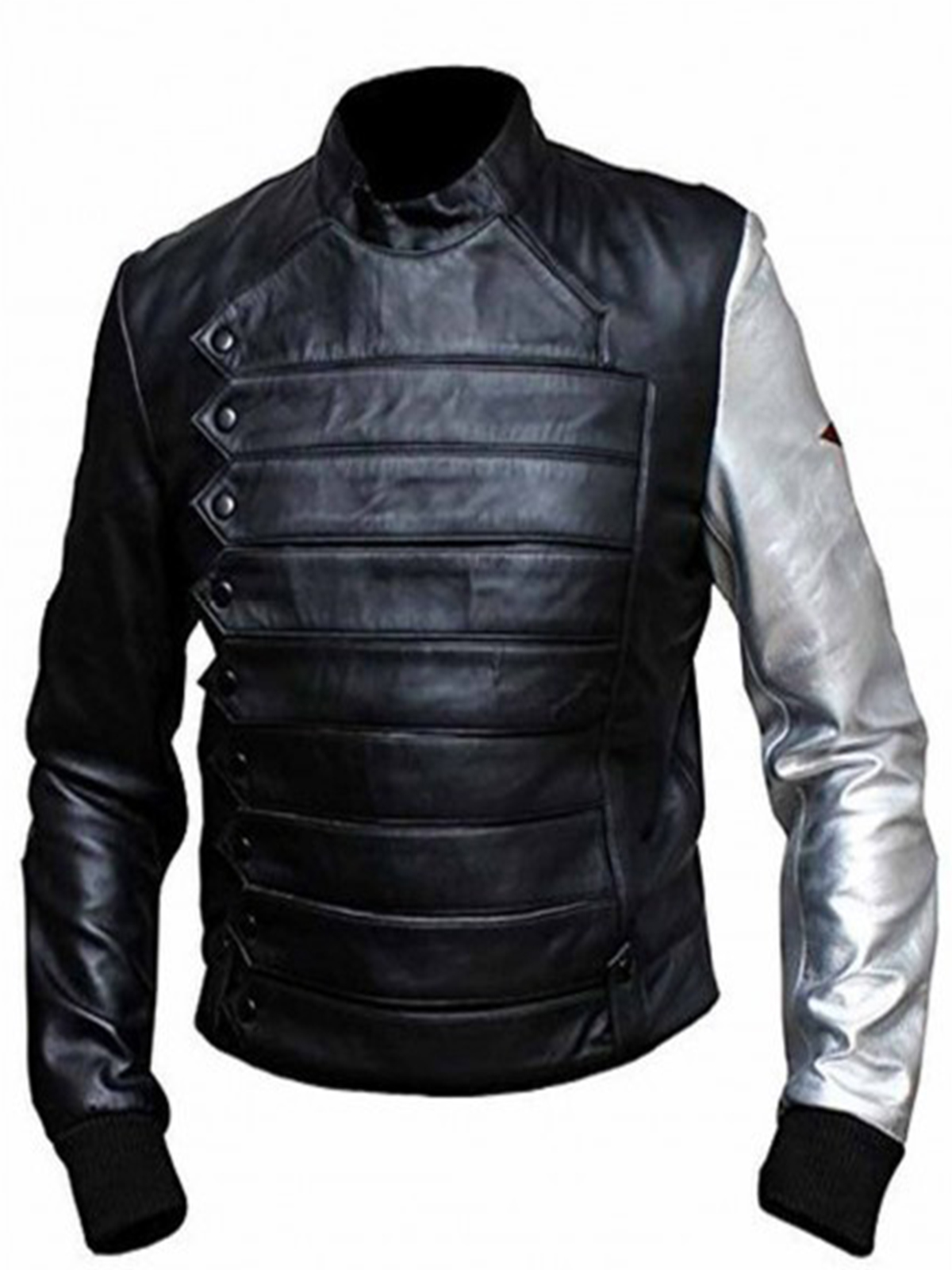 Bucky Barnes Winter Soldier Jacket With Silver Sleeve Stars Jackets