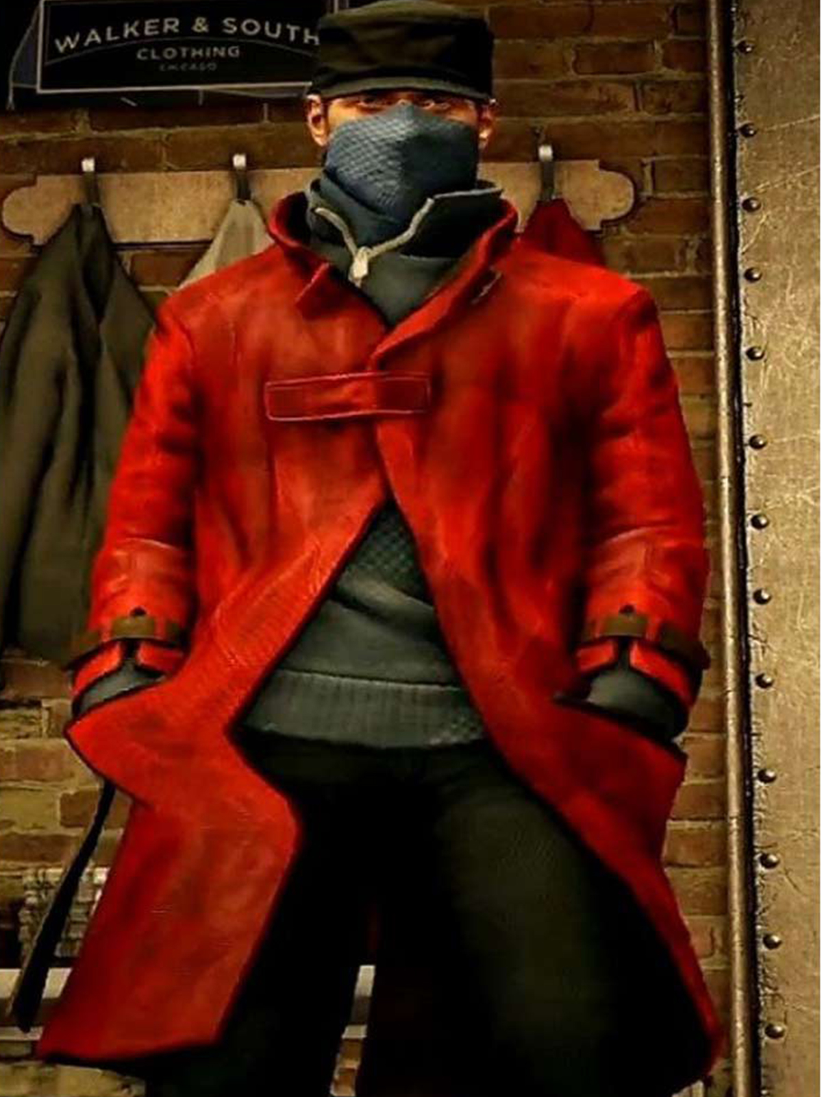 Пирс одежда. Watch Dogs пальто. Эйден Пирс красный плащ. Watch Dogs плащ. Coat Leather Aiden Pearce.