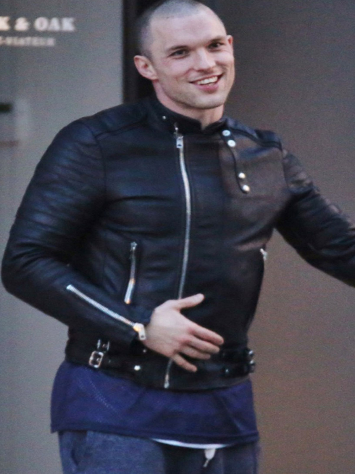 Ajax Ed Skrein Black Leather Jacket