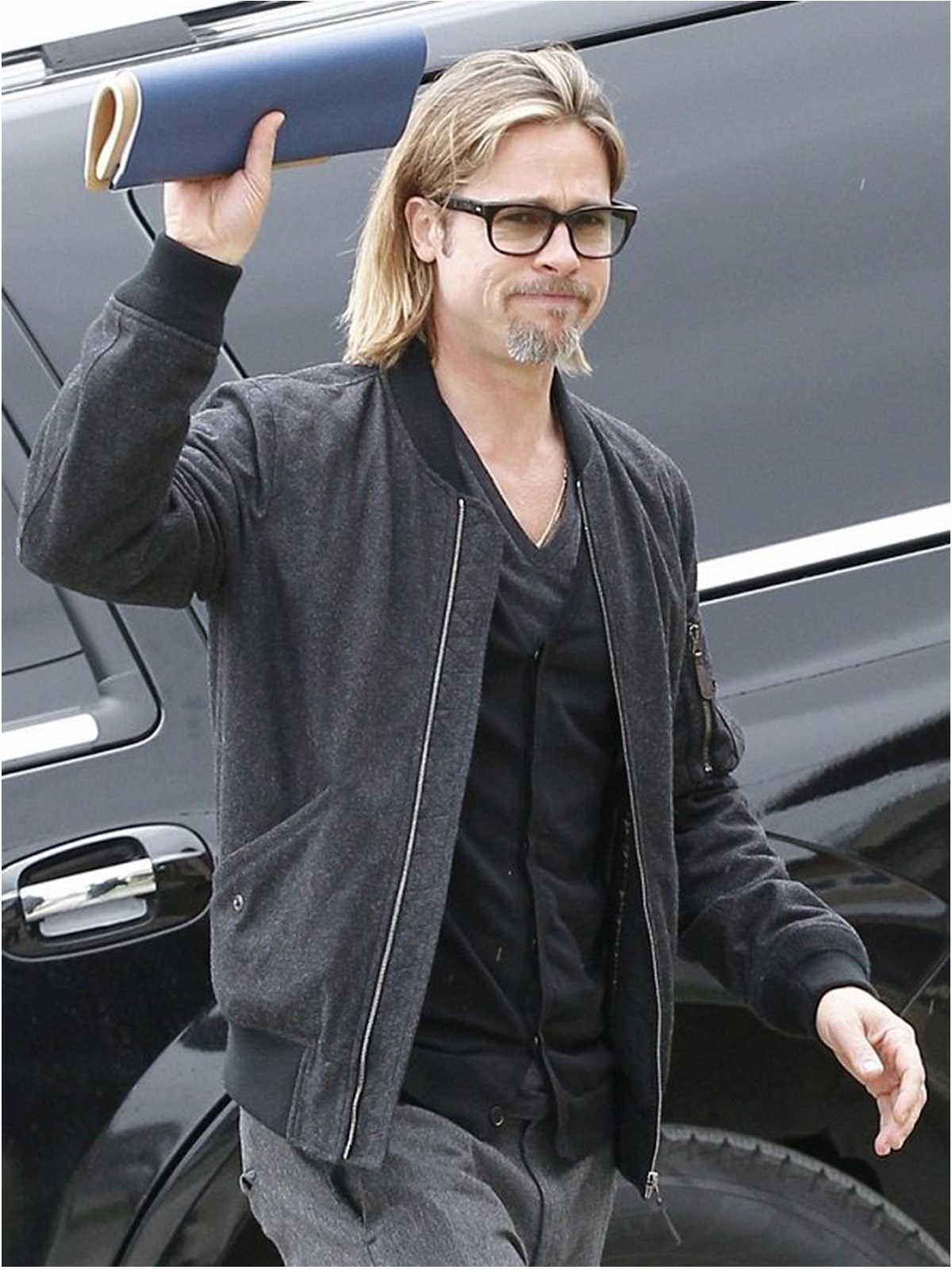 Brad pitt 2025 bomber jacket