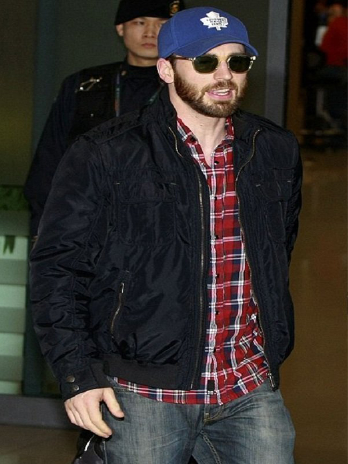 Chris Evans Seoul Korea Airport Avengers 2 Jacket