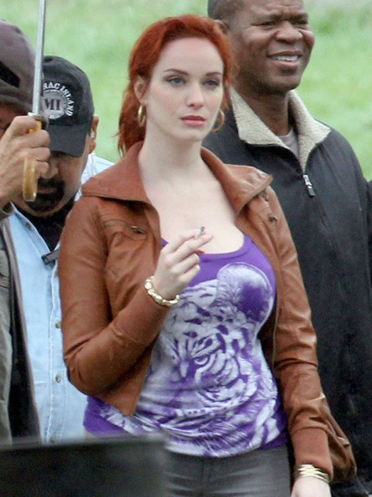 Christina Hendricks Drive Brown Leather Jacket - Stars Jackets