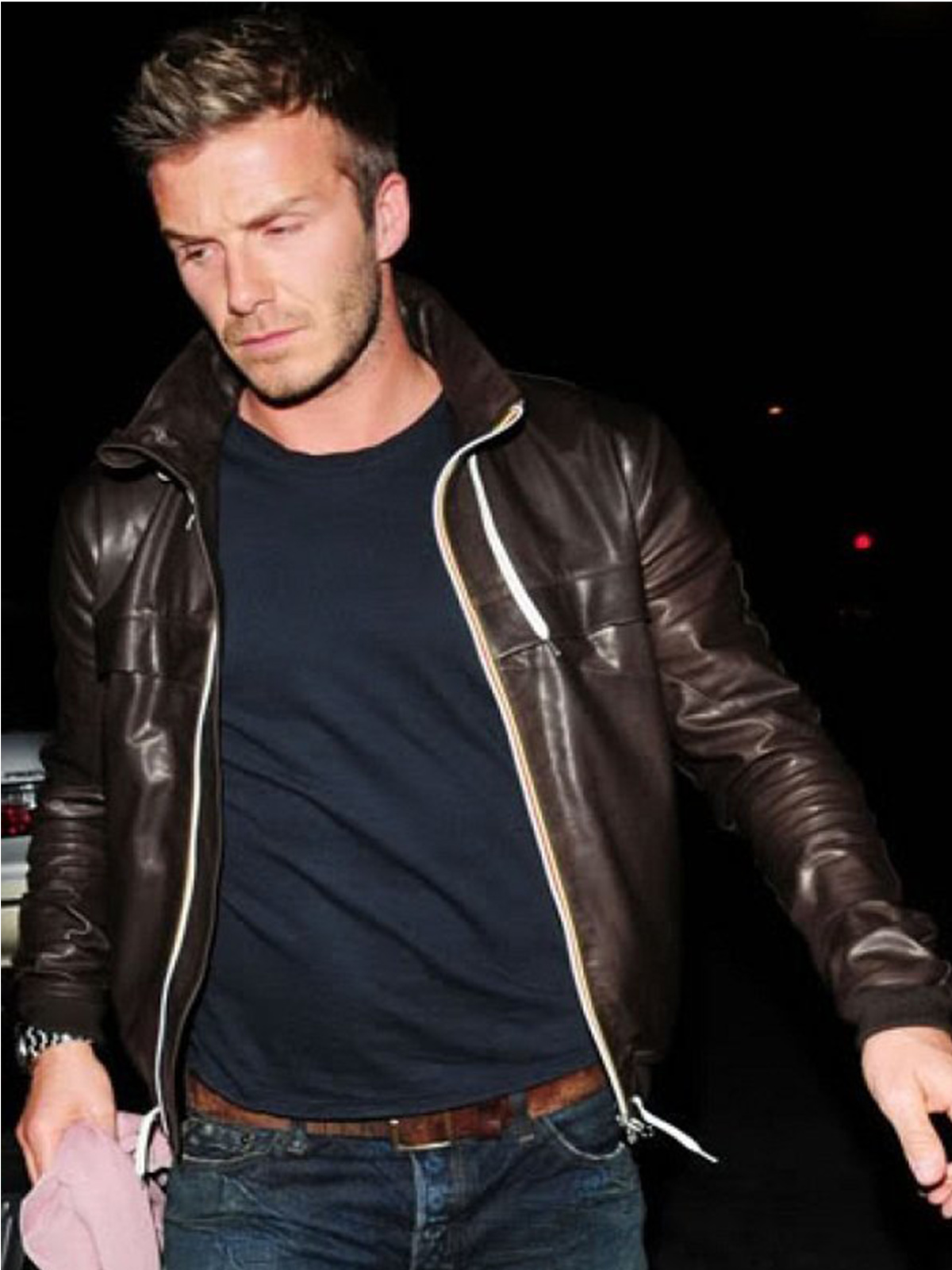 David Beckham Brown Leather Jacket