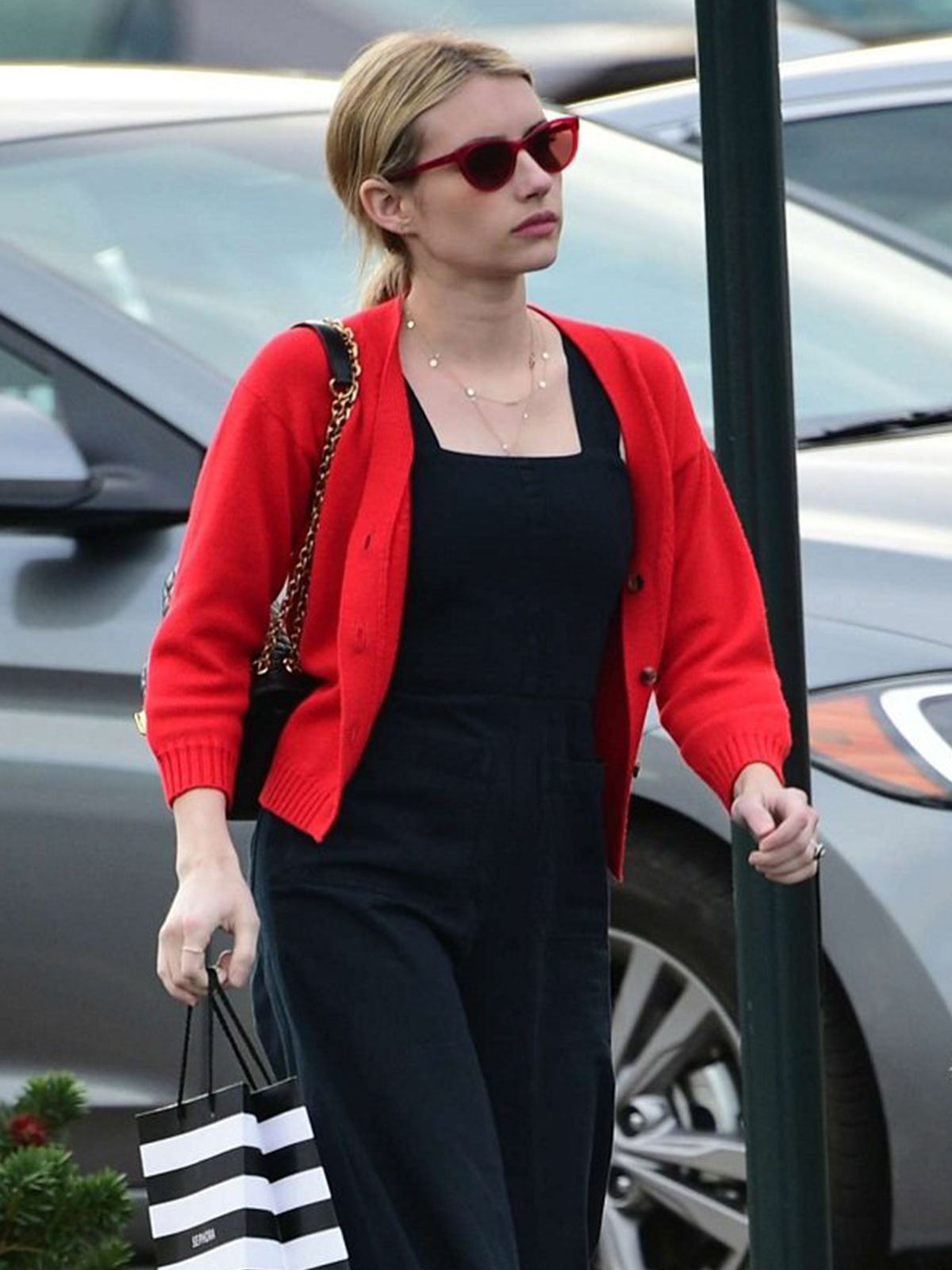 Emma Roberts Festive Stylish Red Jacket