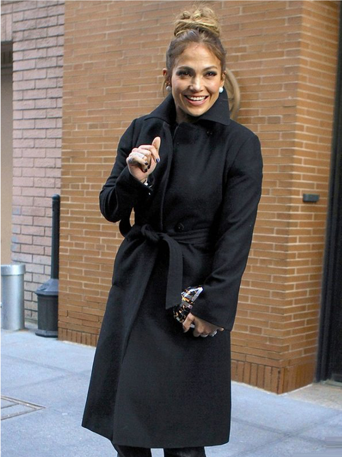 Jennifer Lopez Street Style Black Trench Coat