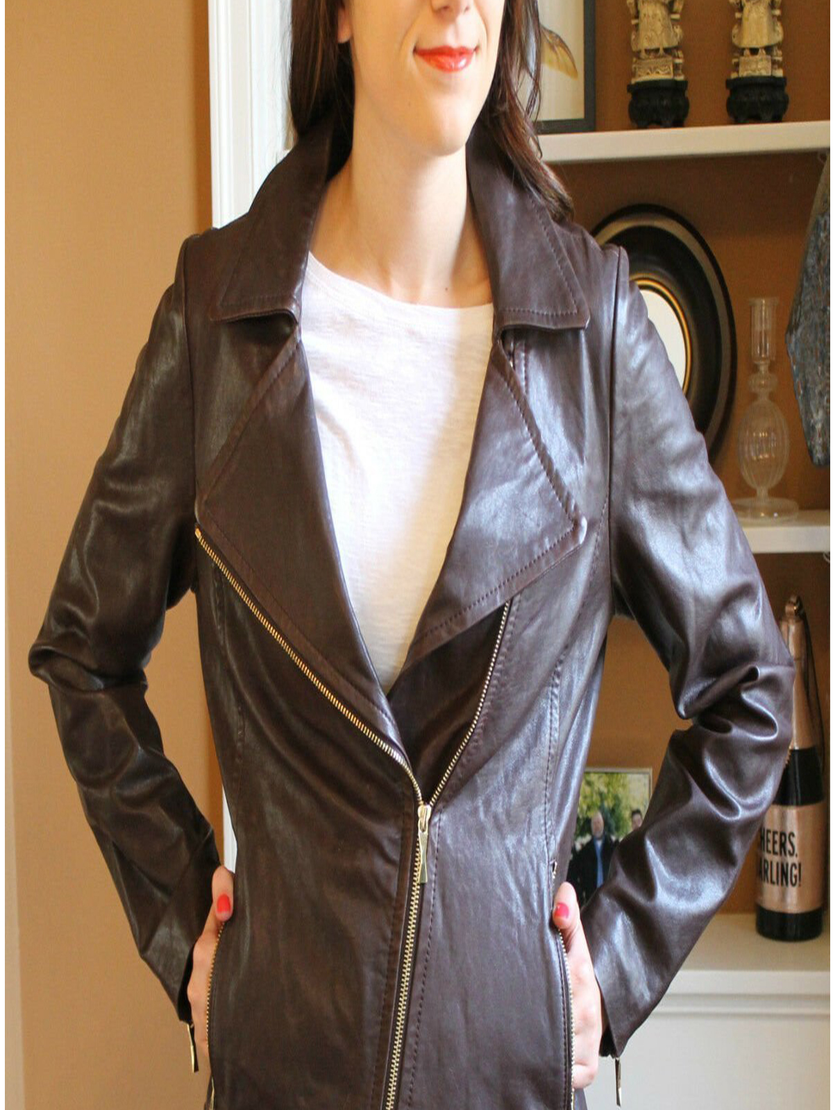 Kate spade leather jacket best sale