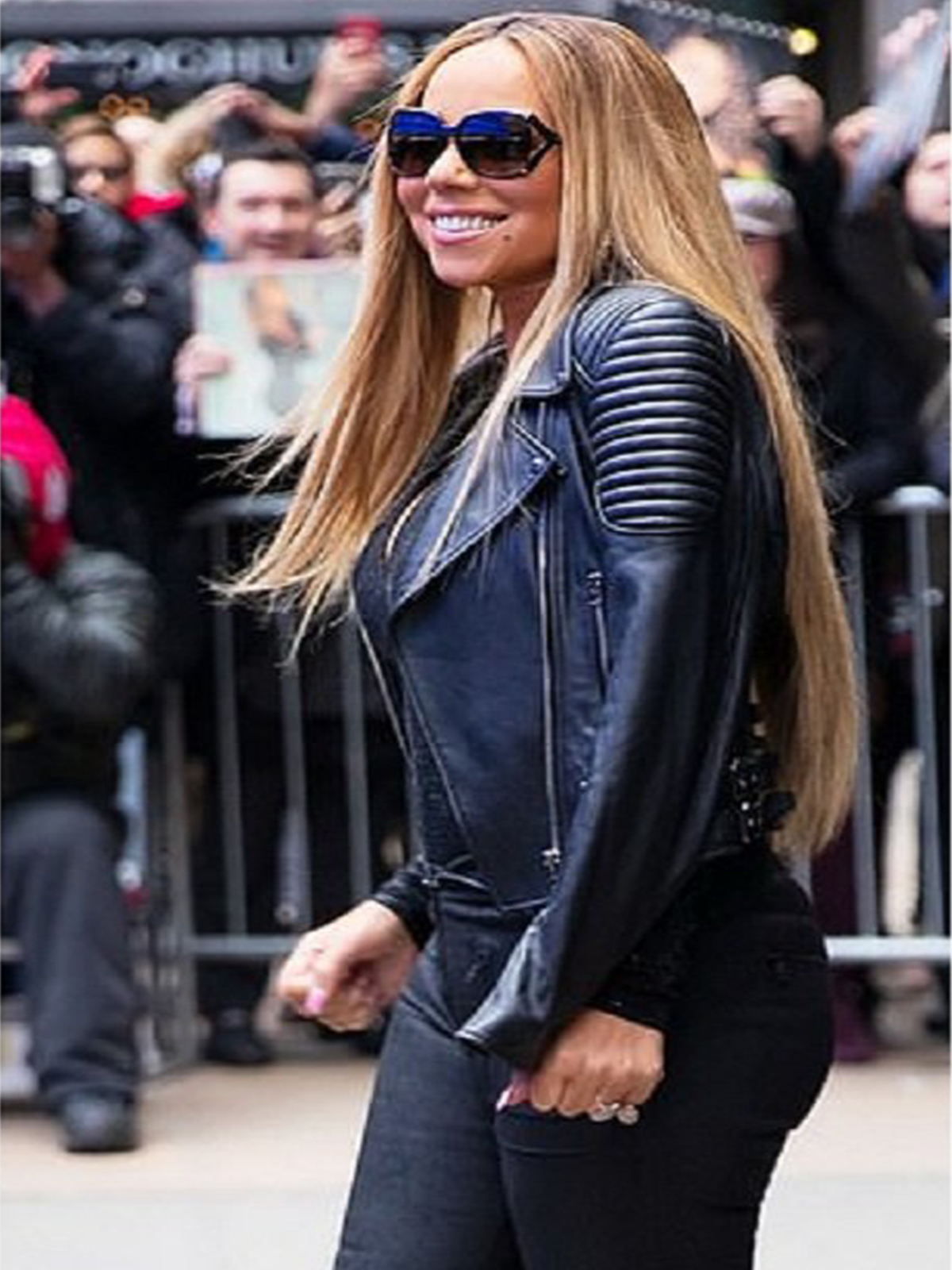 Mariah Carey Padded Design Leather Jacket