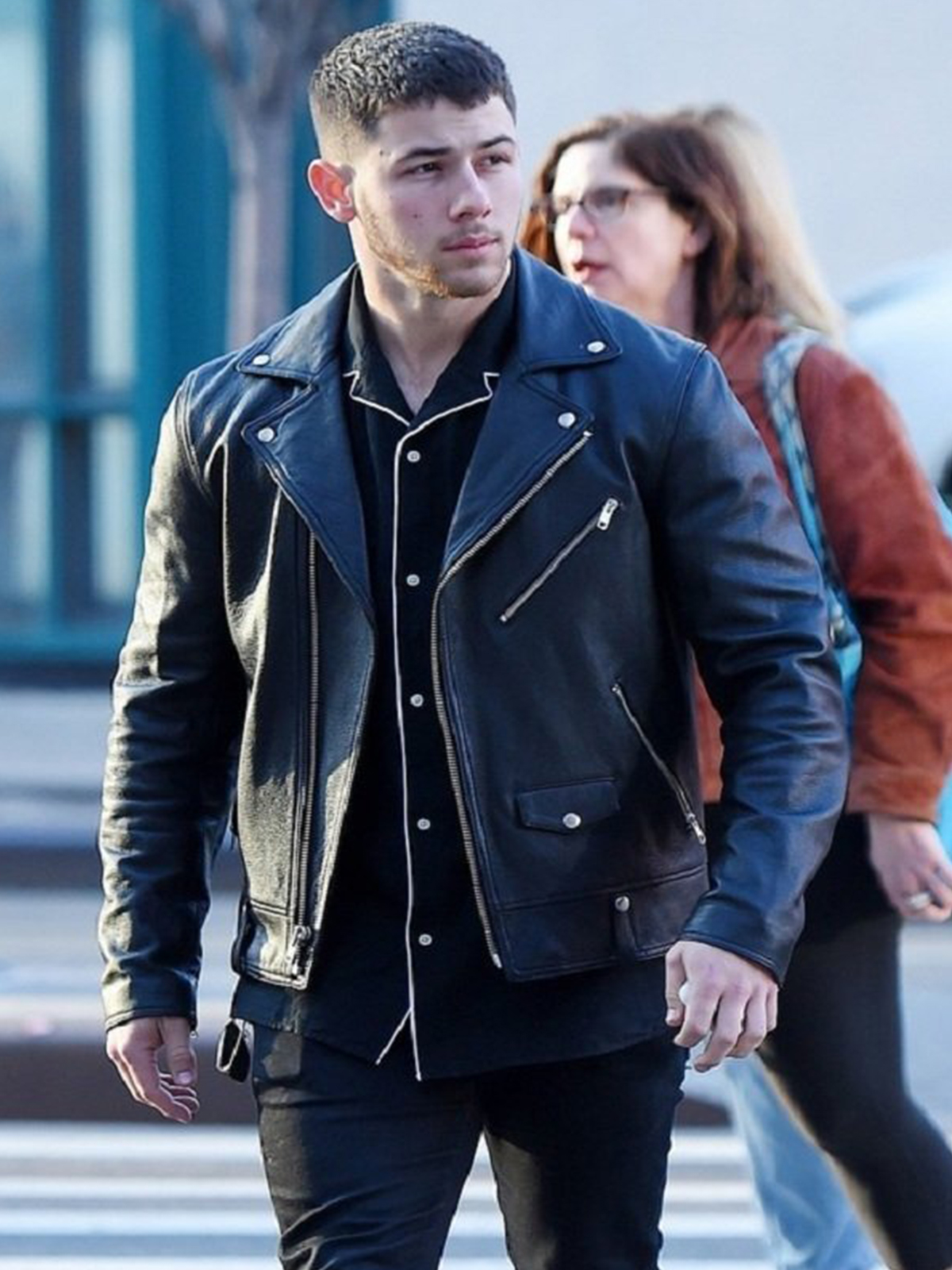 Nick Jonas Motorcycle Black Leather Jacket