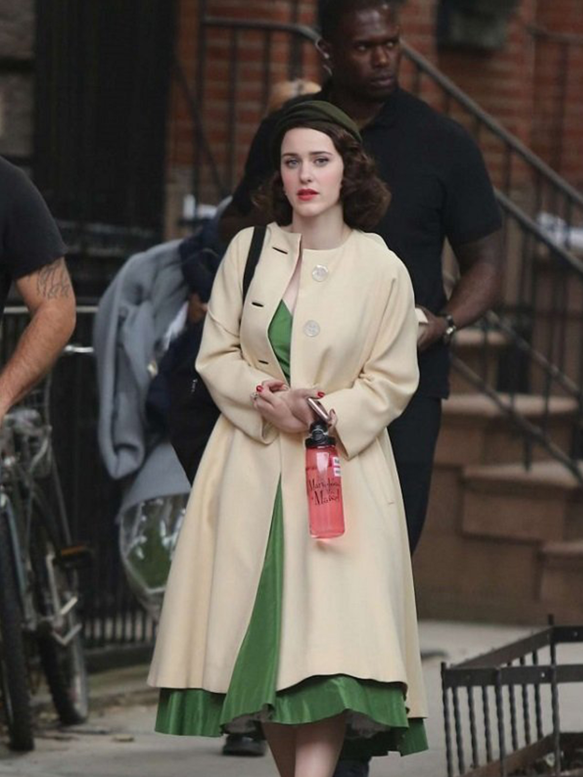 Rachel Brosnahan on the set of The Marvelous