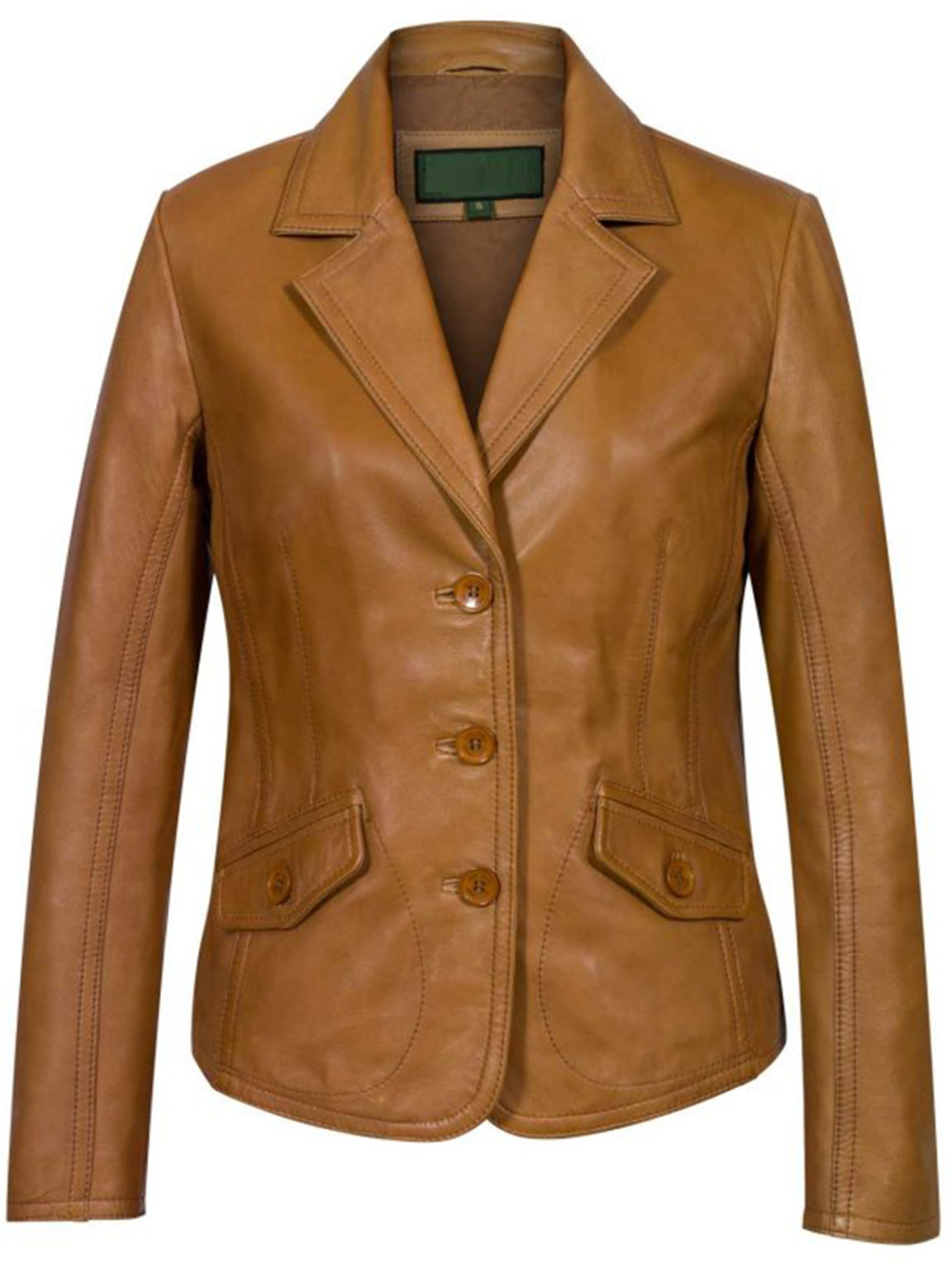 Trendy Women's Tan Leather Blazer - Stars Jackets