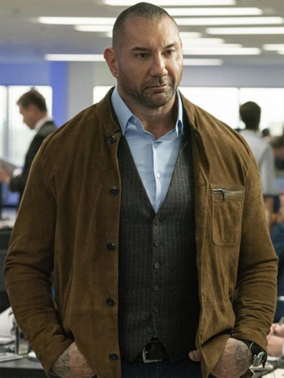 Dave Bautista My Spy JJ Suede Jacket