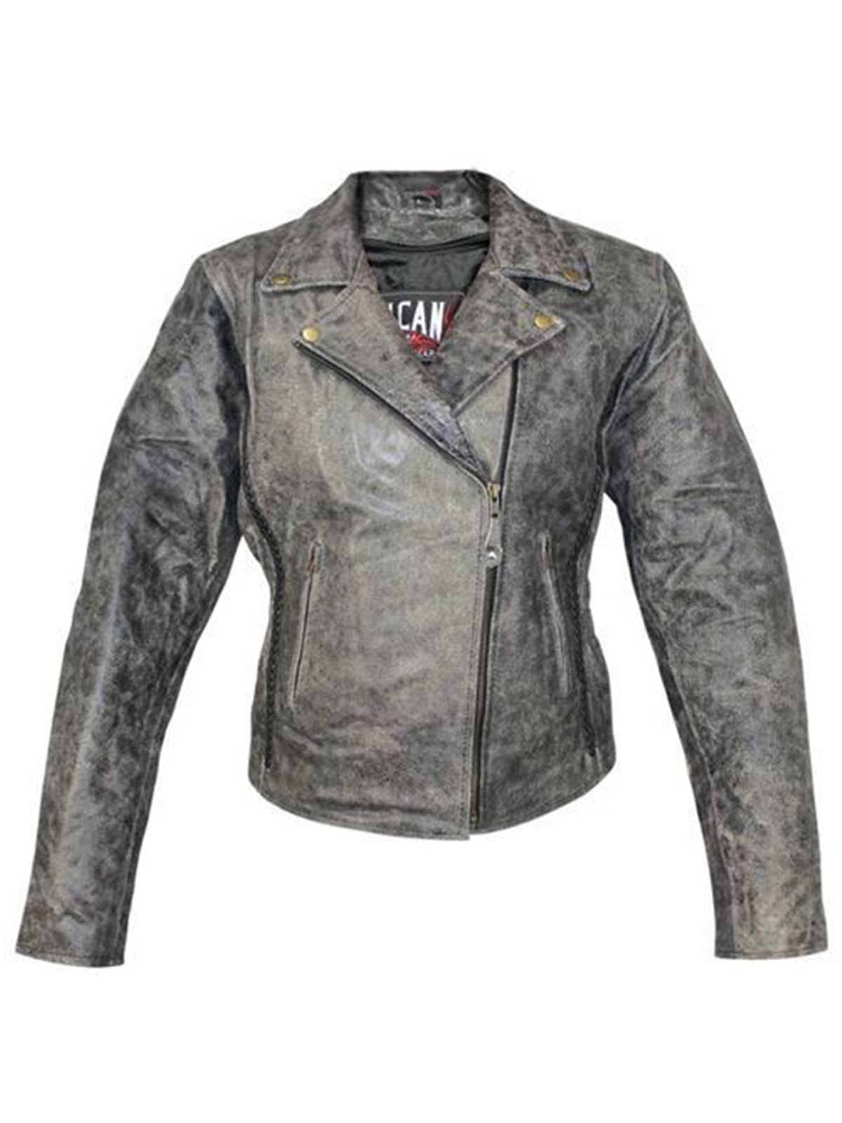 Garcia Grey Casual Slim Biker Leather Jacket