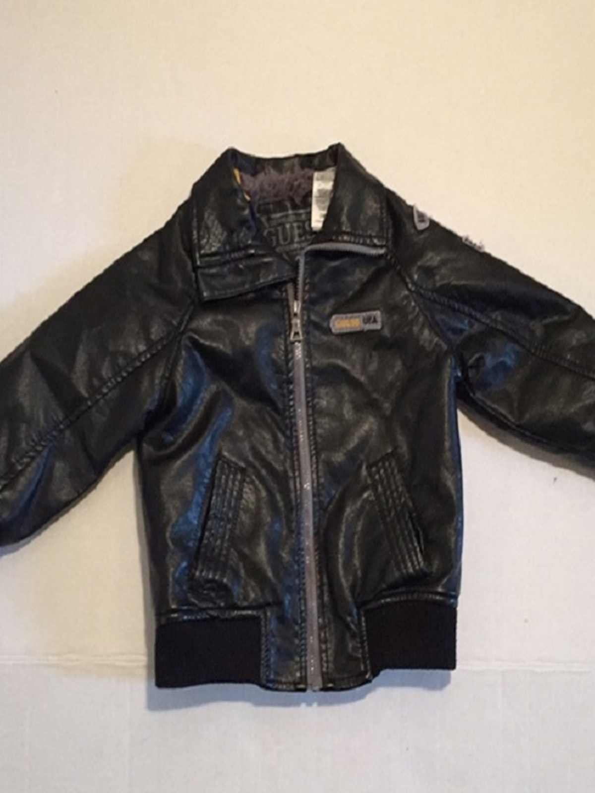 Guess Little Boys Black Leather Jacket