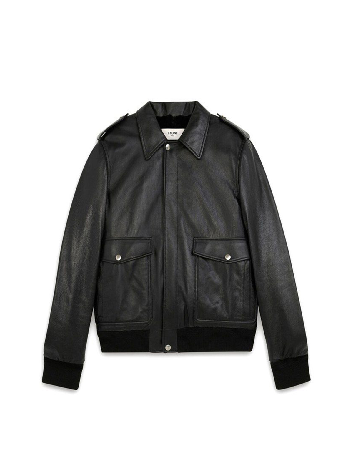Hedi Slimane Celine Aviator Black Leather Jacket