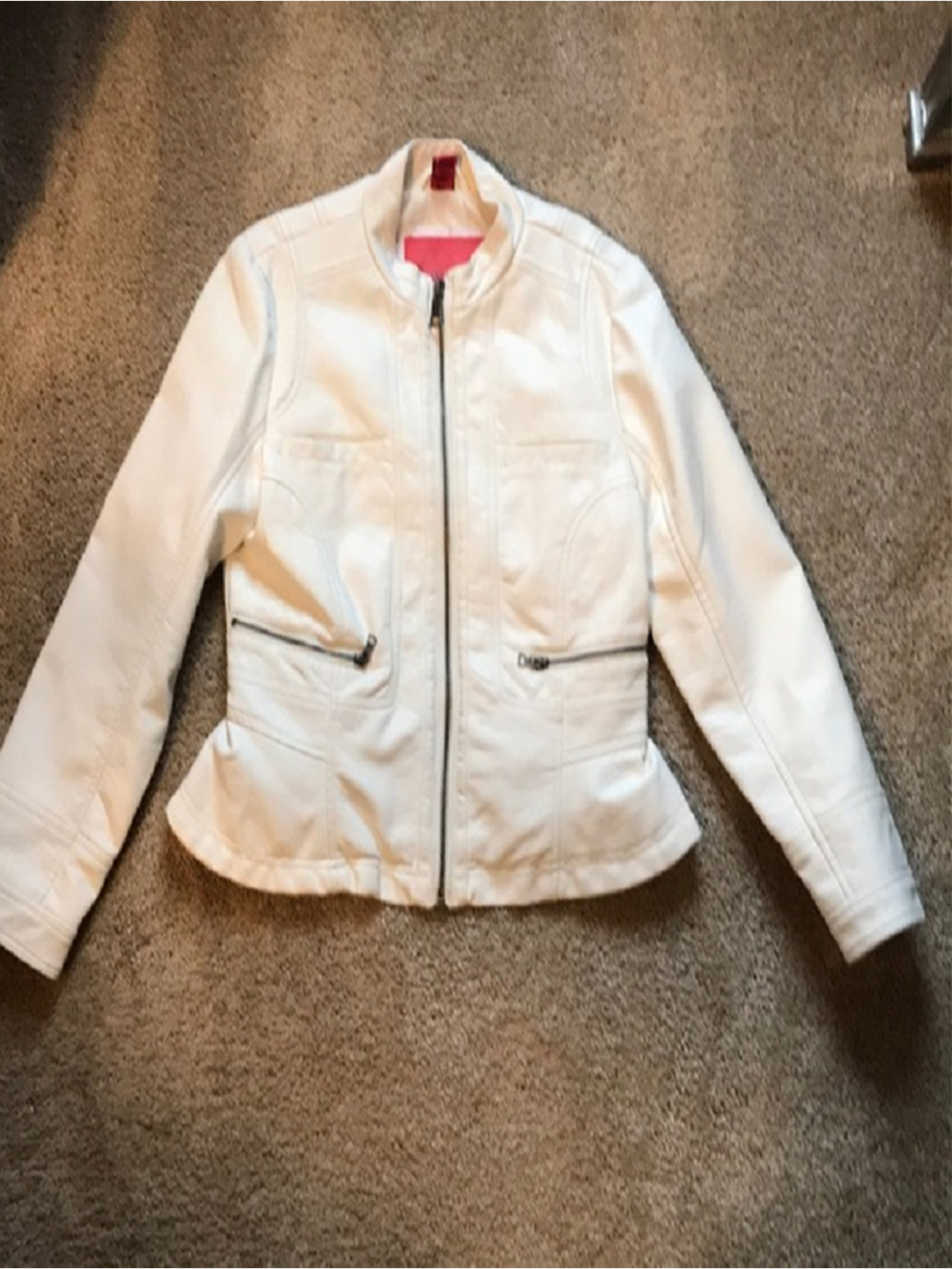 Kids New White Leather Jacket
