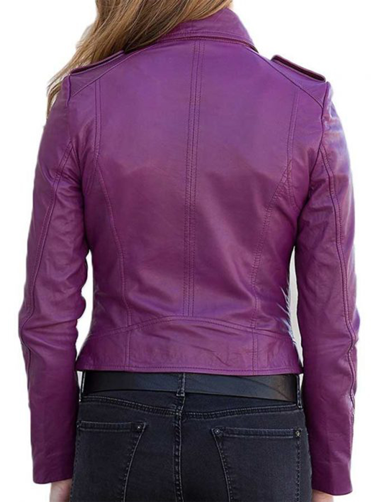 Women's Purple Classic Motorcycle Leather Jacket