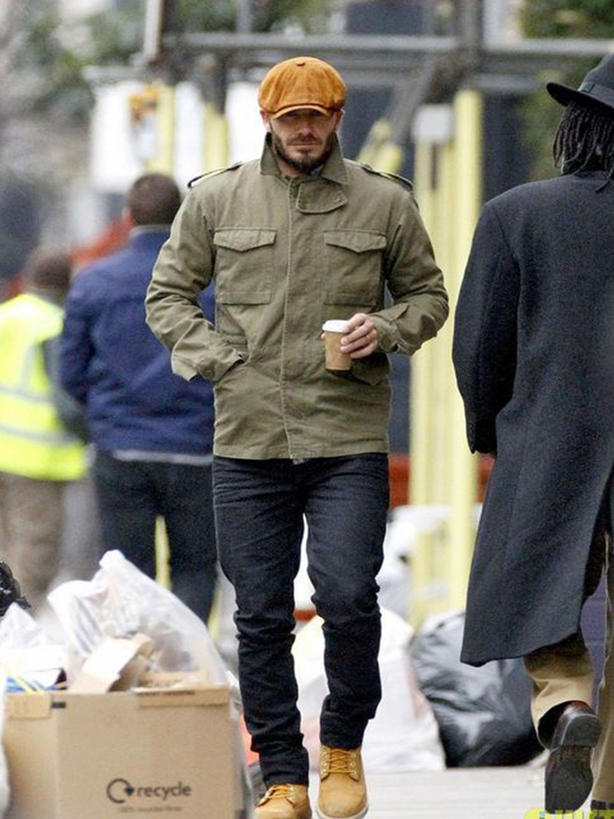 David Beckham Men s Green Cotton Bomber Coat