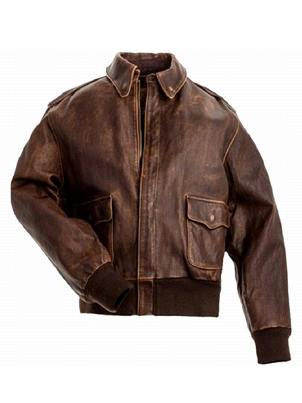 Men’s A2 Flight Bomber Real Distressed Brown Leather Jacket