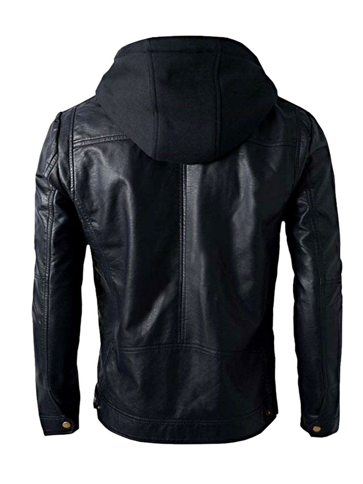 Motorcycle Brando Style Biker Leather Hooded Jacket