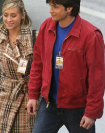 Smallville Clark Kent Cosplay Red Denim Jacket Coat Costume