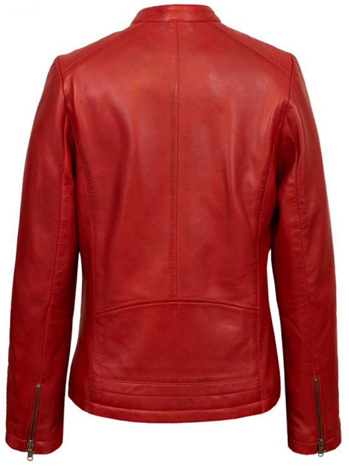 Women’s Classic Red Faux Leather Biker Jacket