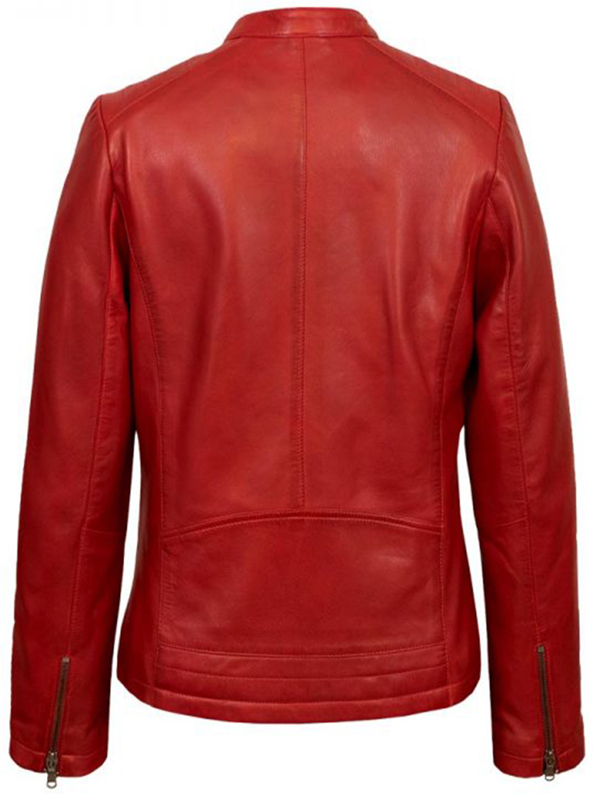 Womens Classic Red Faux Leather Biker Jacket