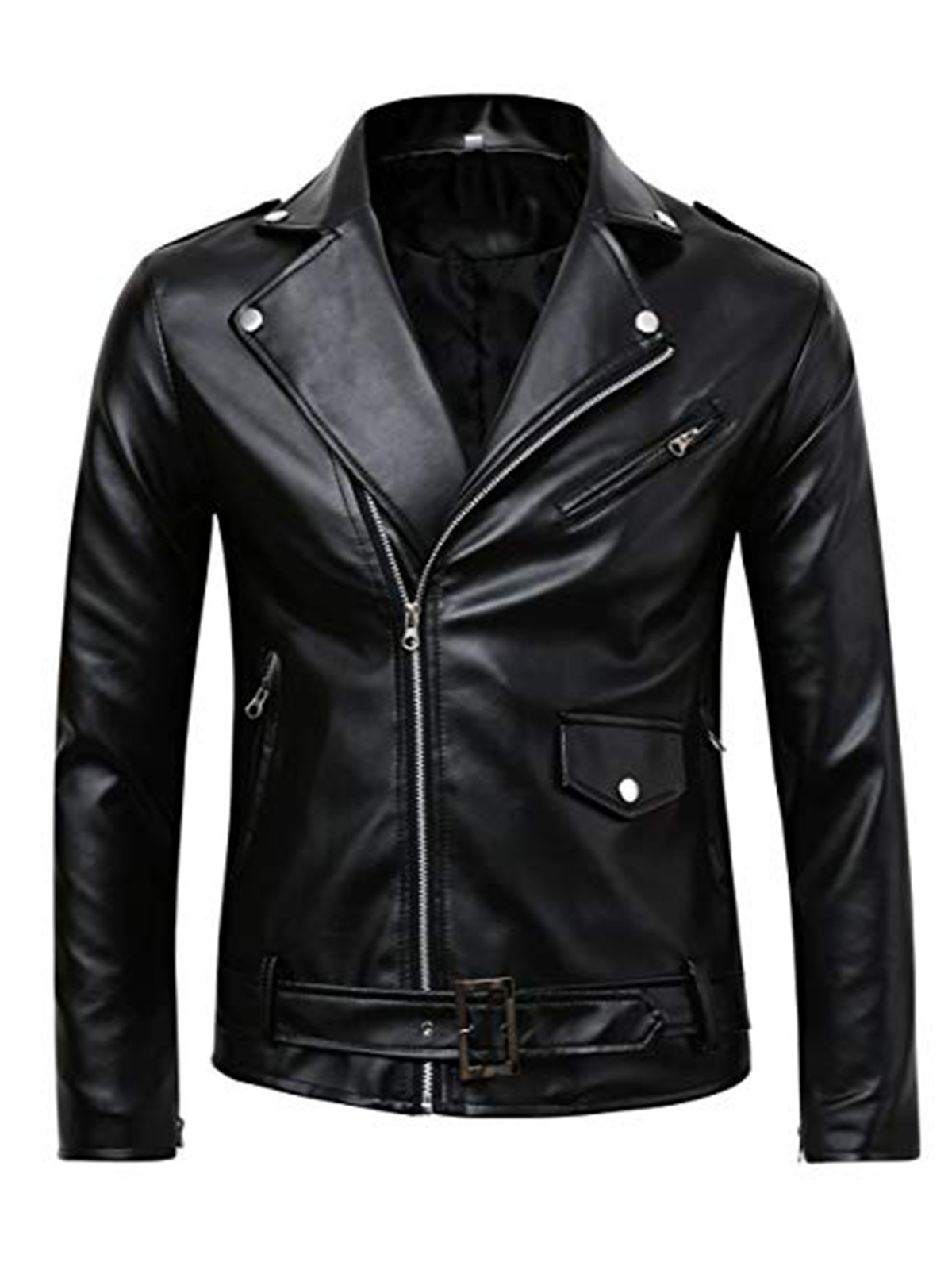 Men’s Classic Black Genuine Leather Motorcycle Jacket