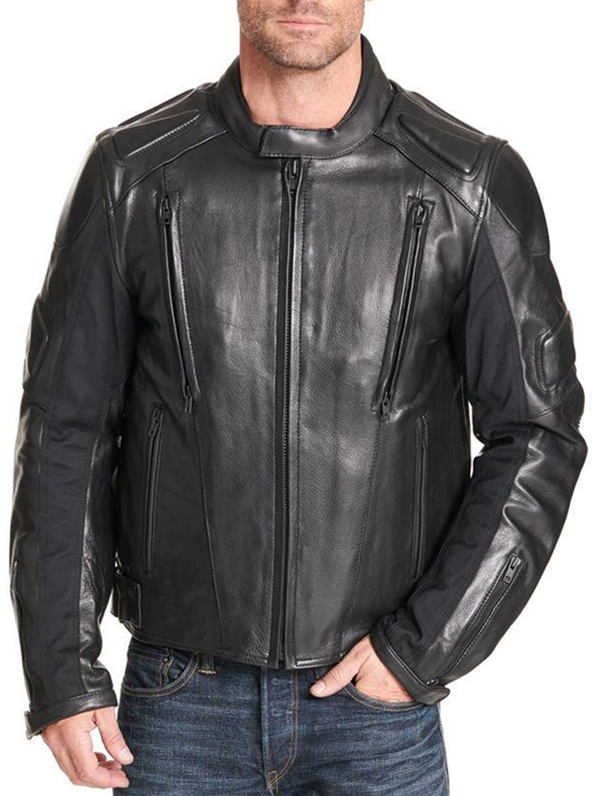 Men’s Padded Motorcycle Leather Jacket