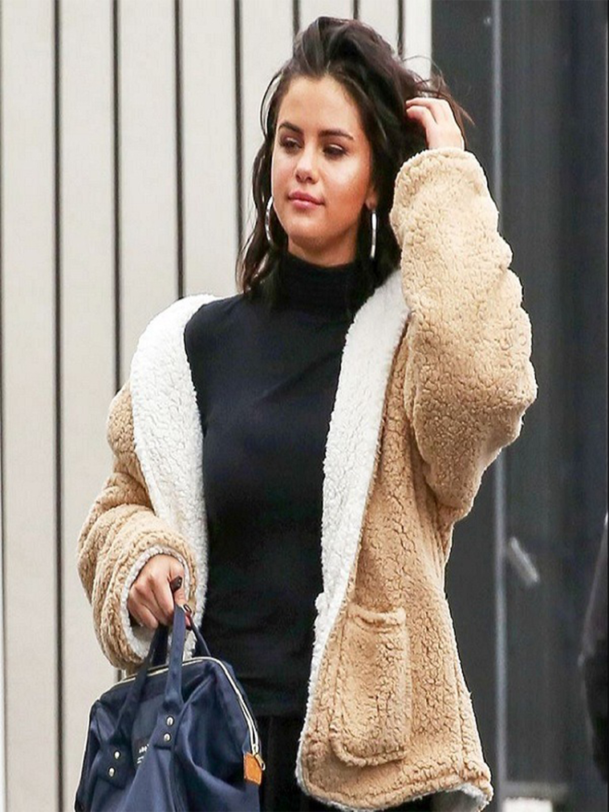 Selena Gomez Faux Fur Jacket