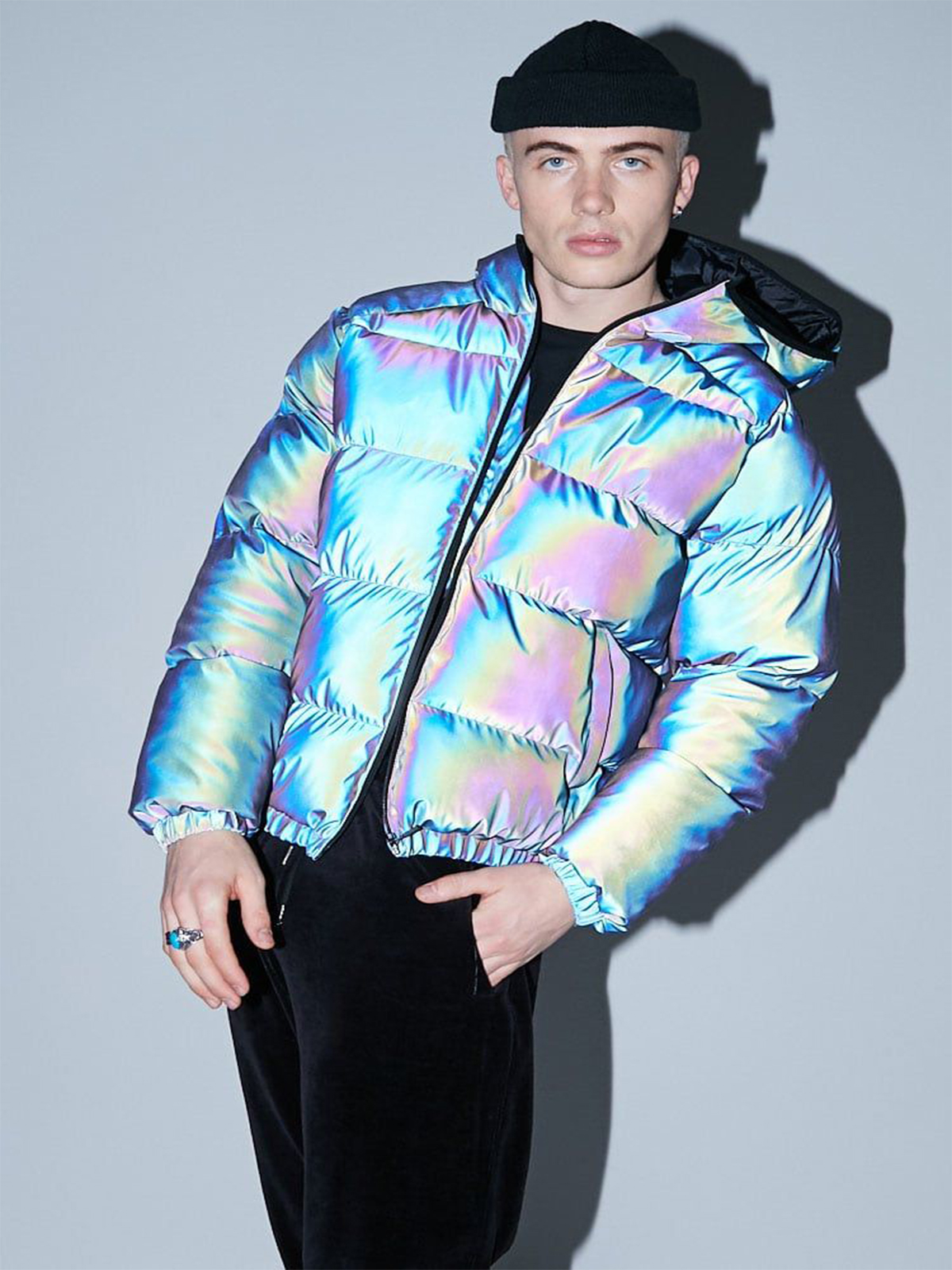 Sole Boy Rainbow Reflective Iridescent Puffer Jacket