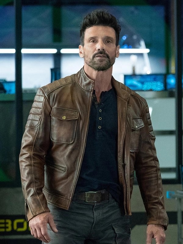 Boss Level Frank Grillo Brown Leather Jacket - Stars Jackets