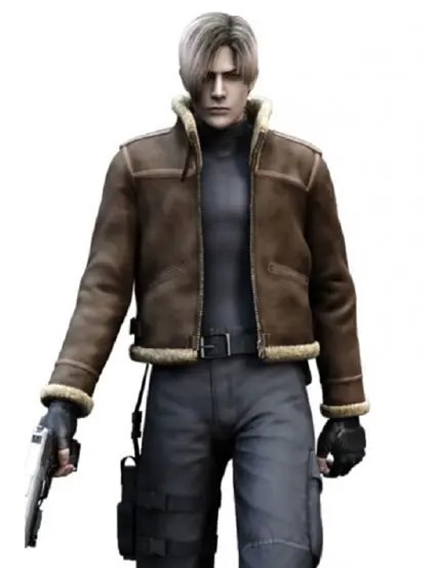 Leon Kennedy Resident Evil 4 Brown Leather Jacket