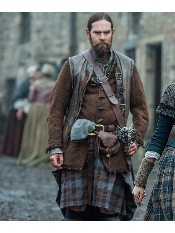 Outlander Murtagh Fraser Leather Vest Stars Jackets