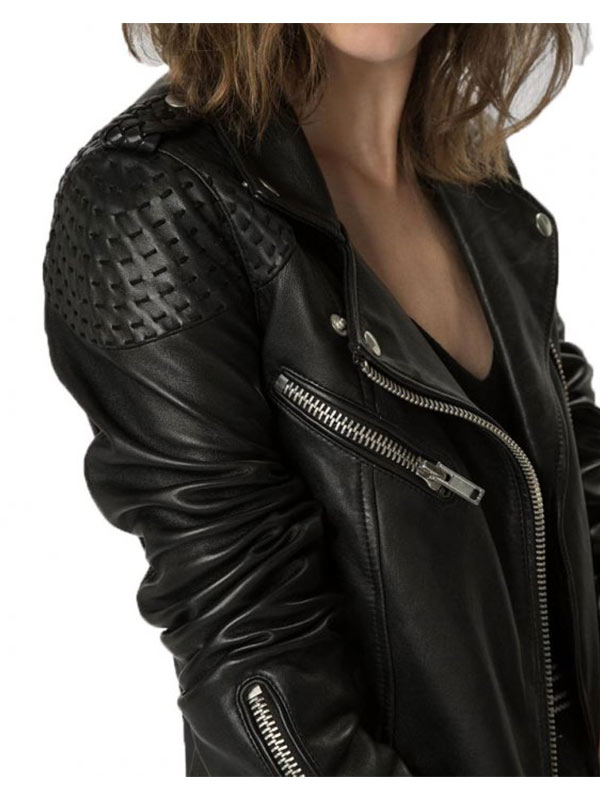 Arrow Laurel Lance Black Biker Leather Jacket Stars Jackets 