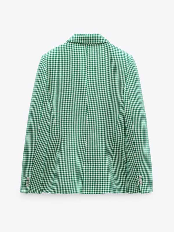 Emily In Paris S02 Emily Cooper Green Houndstooth Blazer